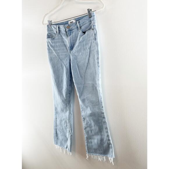 Paige Rory Cotton Blend Denim Frayed Hem Cropped Flare Jeans Blue 28 / 6 - Picture 6 of 9
